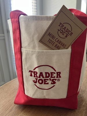 Trader Joe s Bag Trader Joes Reusable Heavy duty MINI canvas bag  RED 