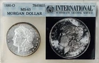 *1880 O MORGAN DOLLAR* *LOOKS PL* *RAINBOW TONING* *VINTAGE HOLDER* * NR #CVIP49