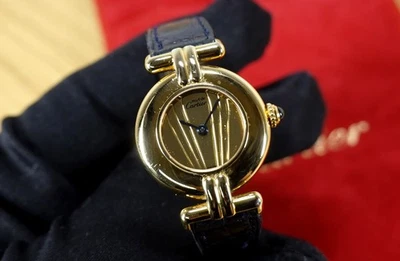 CARTIER 24 mm Vermeil Colisee 925 Silber 590002 Quarz gold plated Pochette - Bild 1 von 4