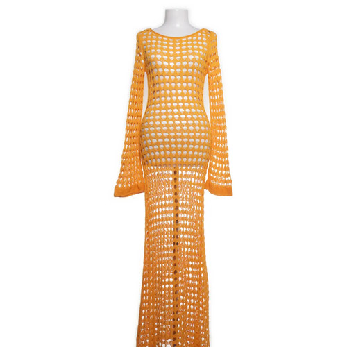 Mango, Strandkleid, Größe: M, Orange, Musterstrick, Damen #mGg