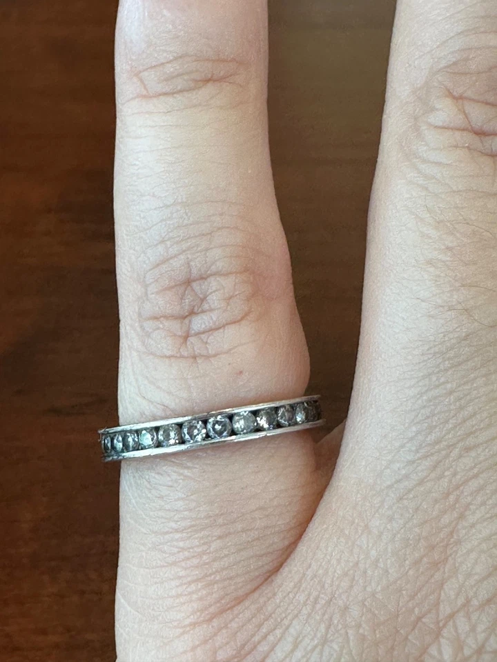 Diamonique Eternity Sterling Silver Wedding Band Ring Size 6 - Image 2 of 3