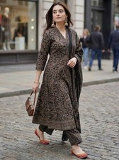 Printed Anarkali Kurta Palazzo Dupatta Set Viscose Blend Ethnic Outfit