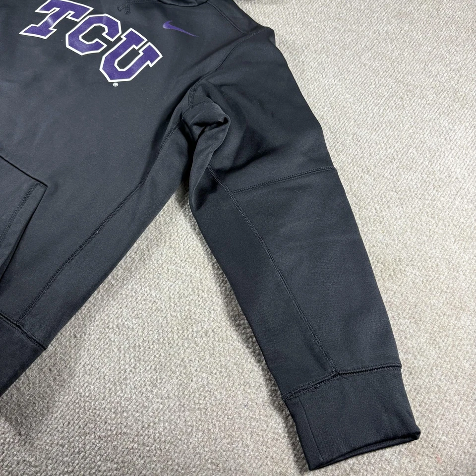 TCU Horned Frogs Hoodie Mens XL Black Purple NCAA Football Pullover Dri Fit Nike - Image 3 of 4