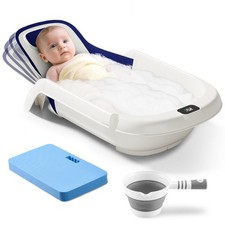 Baby Bathtub,5-in-1 Reclining Baby Bathtub,Baby Bath Tub with Real-Time Therm...