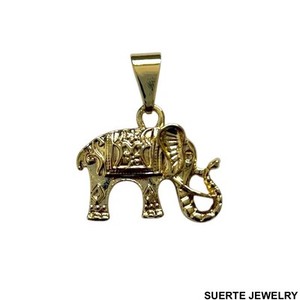 Authentic 14K Gold Plated Elephant Pendant Necklace Oro Laminado Elefante Medalla Collar
