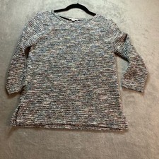 Loft Outlet Multi Color Space Dye Knit Sweater Boat Neck 3/4 Sleeve Womens XS