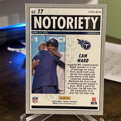 Cam Ward 2025 Mosaic Football Orange Mosaic Notoriety RC #17