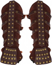 XWXLDD Medieval Leather Arm Guards with Brass Studs, Black, Adjustable Buckle...