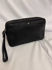 Autentica borsa da polso Montblanc in pelle nera pochette organizer borsa da toeletta