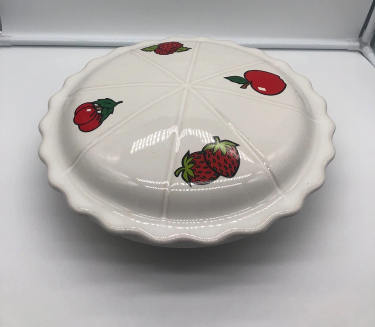 Vintage Keebler's Ready Crust Pie Pan Dish Plate 12" cherry strawberry NICE!