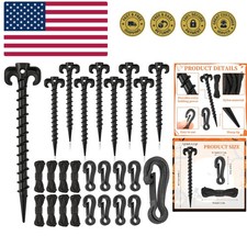 27 Pieces Plastic Inflatable Stakes Set, Include Tent Stakes, Tethers Ropes a...