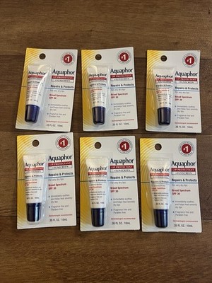 Aquaphor Lip Protectant Plus + Sunscreen SPF 30 0.35 oz (6 Pack) Exp 09/26