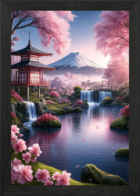 Kirschblüten Gelassenheit gerahmtes Wandbild Poster Leinwanddruck Bild