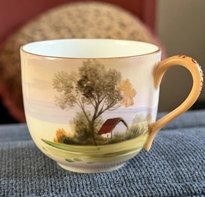 Antique Noritake Tree in the Meadow Tea Cup, Hand-painted, 2 