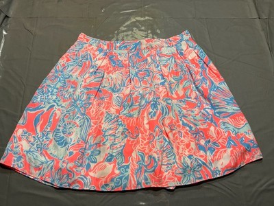 Lilly Pulitzer Selina Pink Sun Ray Summer Siren Women 2 Mini Skirt Resort Pleats