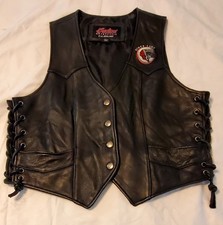 Ladies Indian Motorcycle Black Leather Emblem Vest