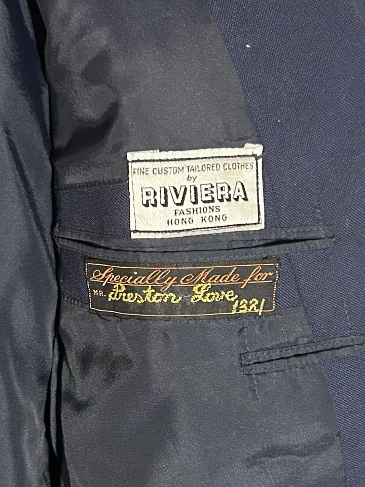 Blazer Vintage Jazz Great Preston Love 1921-2004 Sob Medida Riviera Fashions Azul - Imagem 4 de 4