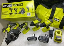 RYOBI ONE+ 18V Cordless 4-Tool Combo Kit w/ Batteries Charger PCL1400K2 Read Bio