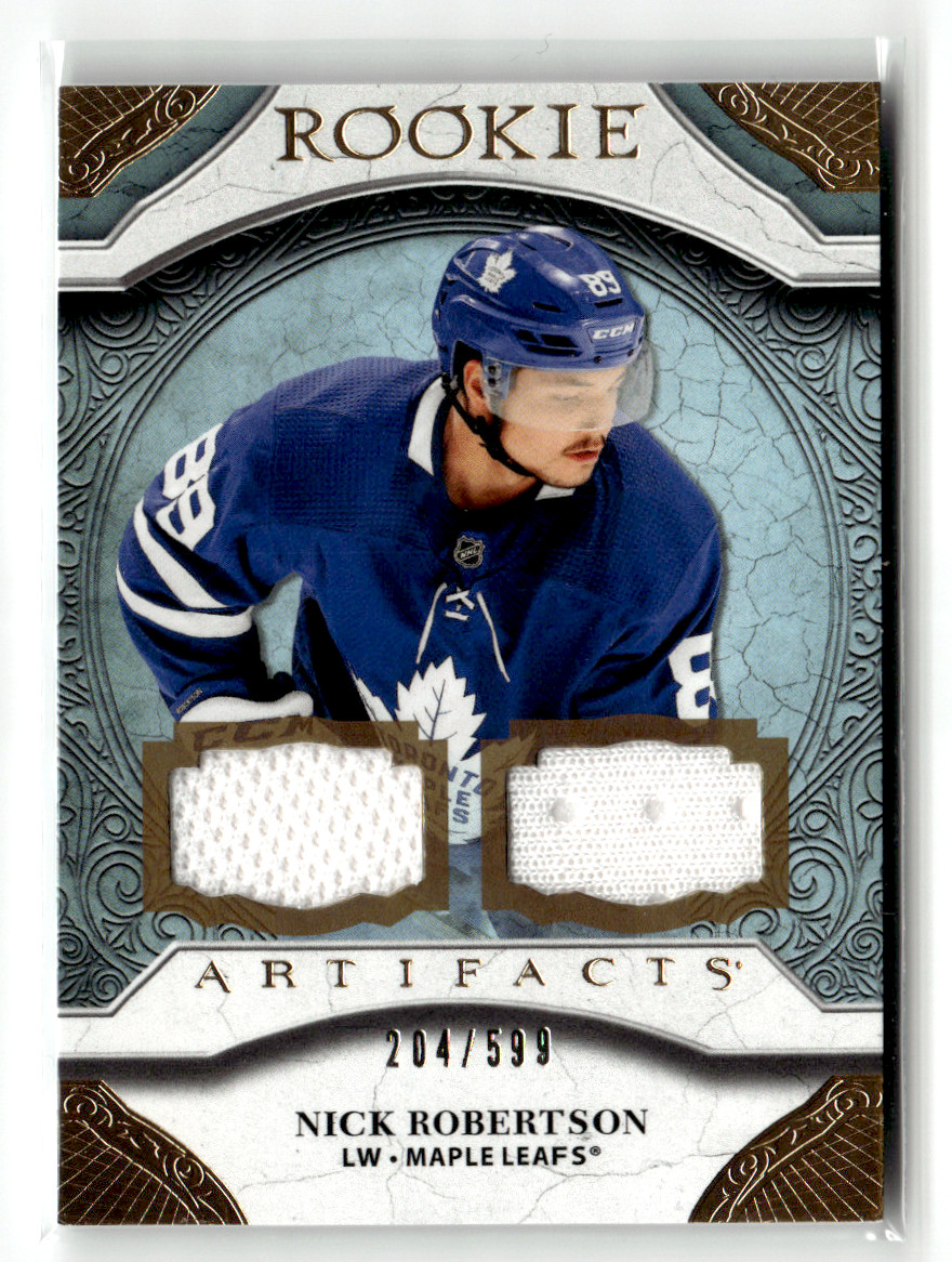 2020-21 Upper Deck Artifacts - Rookies Nick Robertson #171 Material Gold /599 