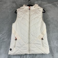 Unisex Heated Puffer Vest Women s L Ivory Cream Quilted Removable Hood