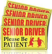 4 Pieces Elderly Driver Car Magnet Reflective Senior Driver Magnet Signs for Car