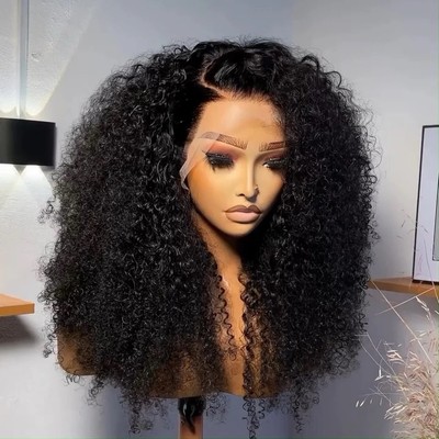 250% Dichte Kleberlose versaute lockige Welle vorgezupft & gebleicht Lace Front Perücke