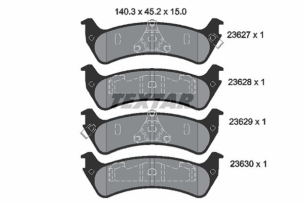 Textar Bremsbelagsatz, Scheibenbremse Hinterachse U.A. FüR Ford Usa, Jeep-image