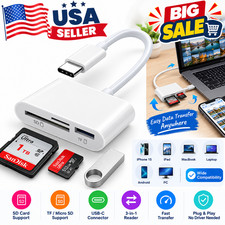 USB C SD TF Card Reader 3 in 1 Adapter for iPhone 15 Pro iPad Mac Android PC