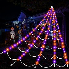 Halloween Decorations Outdoor Spider Web: Giant Light Up Purple, Orange