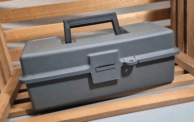 #ad Vintage Contico Tuff Box 12quot; Inch Utility Tool Box Gray Black Handle Tackle $18.50