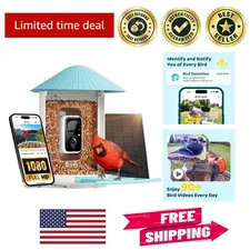 Solar-Powered Bird Feeder with AI Camera & Live Streaming - Capture Every Moment