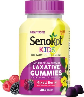Senokot Kids Dietary Supplement Laxative Gummies Mixed Berry Flavor 40 Count