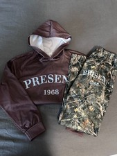 Youth Boys Sweatsuit Set 13 Year Brown Hoodie with Camo Pants