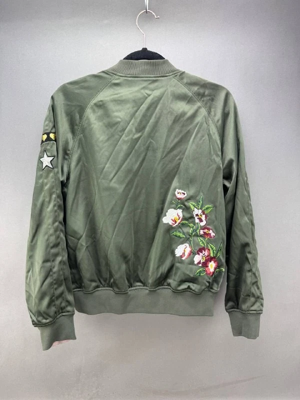 Chaqueta Bomber Express x Karlie Kloss Mujer Verde Floral Bordada Talla S Foto 2 de 4