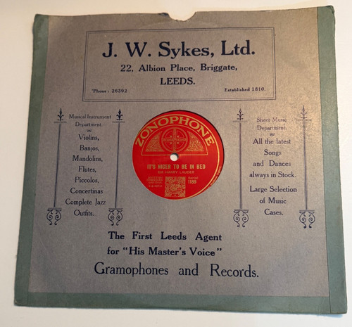 ZONOPHONE 78 Scottish  Sir Harry Lauder  IT'S NICER TO BE IN BED / THE KILTY LAD