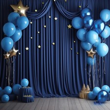 2-Panel 5x10 ft Navy Blue Wrinkle Free Backdrop Curtains for Photography