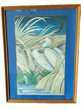 1984 New Orleans Worlds Fair Egret Print By Hugh Ricks.