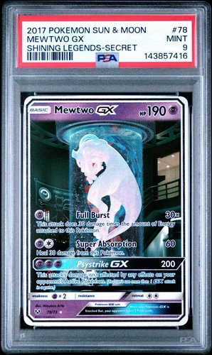 2017 Mewtwo Gx 78/73 Secret Shining Legends Pokemon PSA 9 Mint