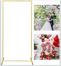 Metal Wedding Arch Arbor Backdrop Stand 6.6 X 3.3Ft. Gold Square Frame for Party