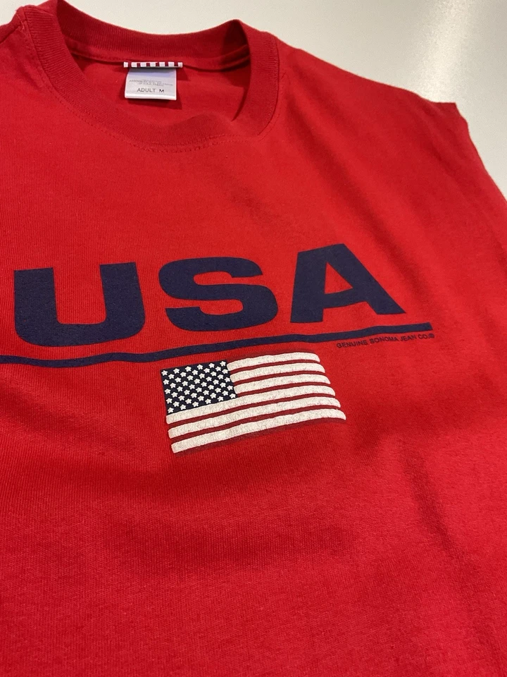 Vintage Sonoma Jean Co USA Tank Top Sz M Patriotic Summer Gym Cut Off Y2K - Image 2 of 4