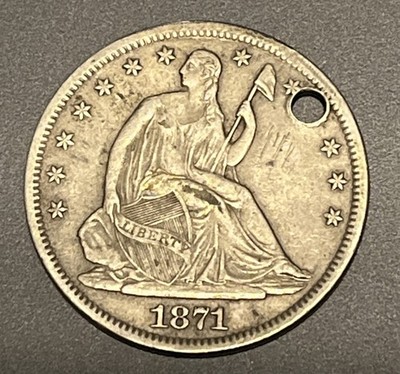 1871-S Seated Liberty Silver Half Dollar Rare Key Date Almost Uncirculated