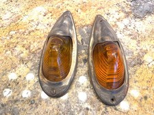 1950s Do-ray No. 40 Cab Lights With Amber Glass Lenses - Ratrod Chevy Ford