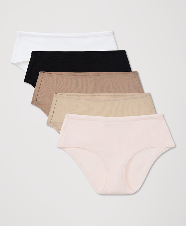 PACT Organic Everyday Mid Rise Hipster 5-Pack, Core Edit