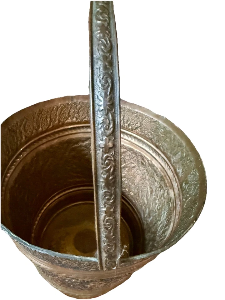 Cubo recipiente de cobre bronceado Anglo-Raj Mughal Foto 3 de 4