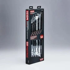ICON Extra Long Professional Double Box Flex Ratcheting Wrench Set, 5-Piece