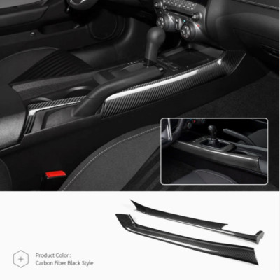 Real Carbon Fiber Gear Shift Box 2 Side Panel Cover For Chevrolet Camaro 2010-15