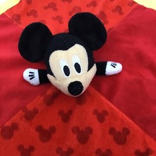 Disney Baby Mickey Mouse Security Blanket Lovey Red Yellow Crinkle Ears Satin