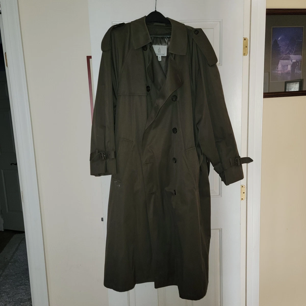 London Fog Men s Iconic Double Breasted Trench Coat Liner Size 46 Regular