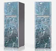 Fridge Vinyl Wrap Abstract Strokes, Glossy Refrigerator Cover. Peel n Stick