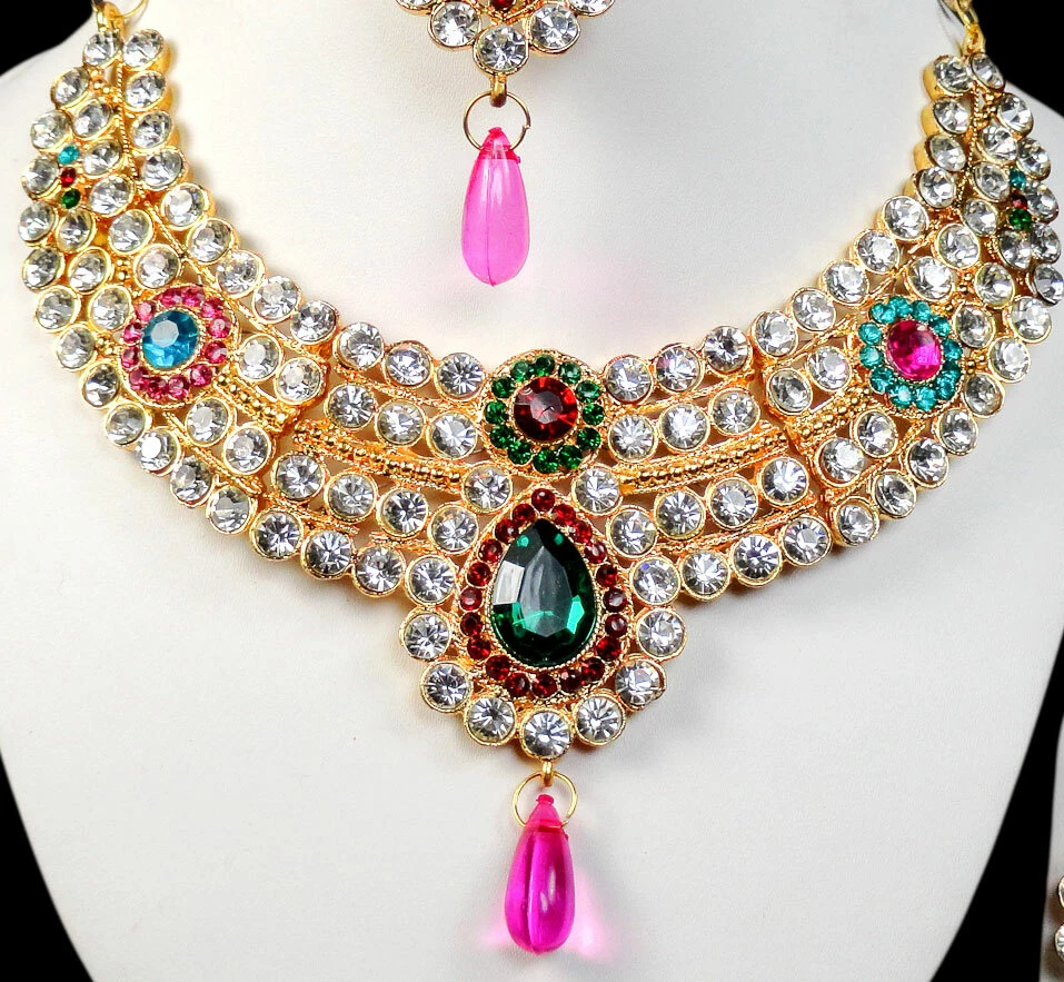 indiankundanjewelry CZ Diamonds Necklace Earrings Set